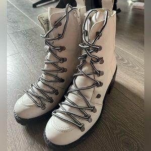Matisse white leather lug sole boots